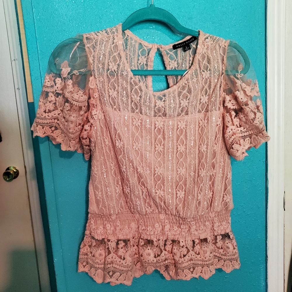 Pink lace blouse